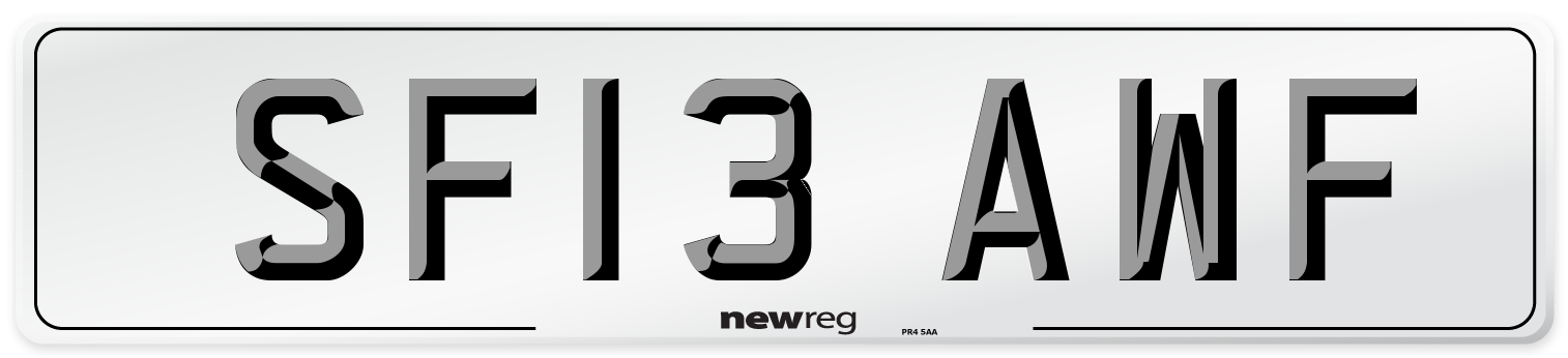 SF13 AWF Number Plate from New Reg